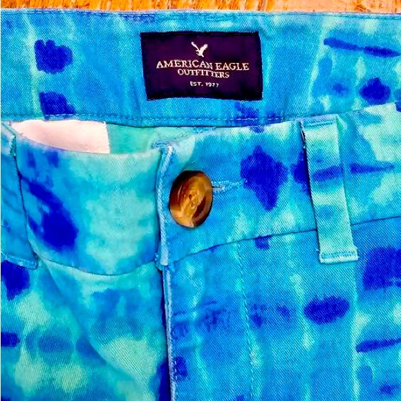 American Eagle Outfitters Shortie Shorts Teal and Blue Size 6 - Picture 3 of 4